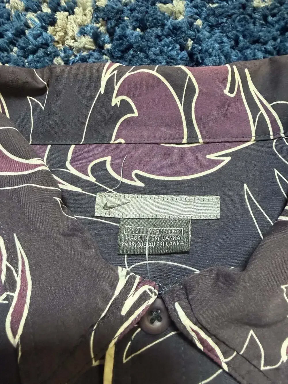 Nike Patterned Short Sleeve Shirt Jacket - Purple Floral Print,Made in Sri Lanka